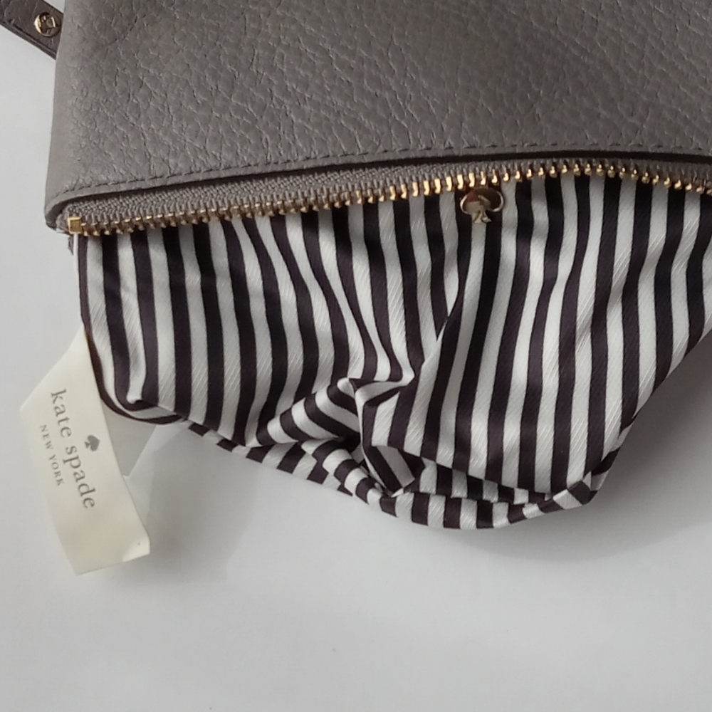 🩷💚⚜️Kate Spade⚜️🩷💚Vintage Leather Wristlet Card Coin Gray Double Pouch Small - Picture 3 of 6